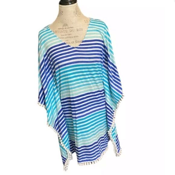 LILLY PULITZER XXS-XS TRADEWIND STRIPED POM POM TRIM CAFTAN DRESS - Picture 3 of 8
